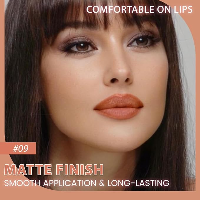 evpct 1Pcs Orange Matte Long Lasting Lip Liner Pencils Makeup for Shaping & Sculpting Lips, No Transfer Long Wear Waterproof Pigmented Lip Liner lipliners Crayon Lipstick Pencil Sharpener 09