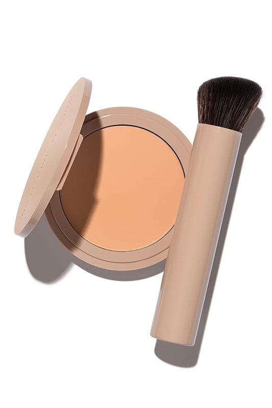Long-Lasting Lightweight Foundation & Brush Duo | Cruelty-Free, Fragrance-Free, Buildable, Transfer-Proof Makeup (Light)