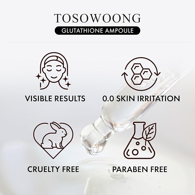TOSOWOONG Glutathione Serum with 20,000ppm Glutathione, Niacinamide and hyaluronic acid, Dark Spot, Improve skin elasticity, Revitalize complexion, Korean Skincare, 2.02 fl. oz.