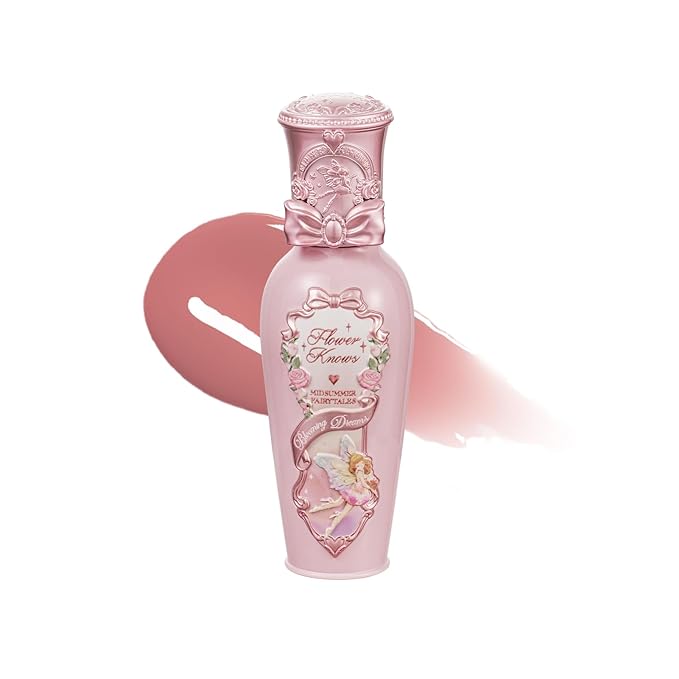 Flower Knows Midsummer Fairytales Coating Lip Lacquer,Glowy Non-Fading Lip Gloss,Hydrating Tinted Lip Oil for Girls&Women,Vegan & Cruelty Free,0.17Fl Oz(G04 To the Moon)