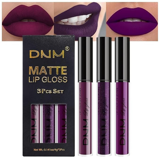 AMY'S DIARY 3Pcs Bright Red Matte Liquid Lipstick Sets, Lip Stain Long Lasting 24 Waterproof Lip Gloss Gift Set Matt Makeup for Women Lippies(Set28#)