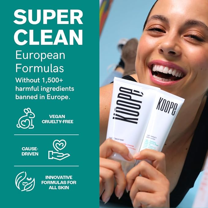 Koope Gel Face Wash, Cleanser For All Skin Types, Gentle, Soap-Free, pH Balanced, Makeup Remover with Oat Amino Acids, Cucumber, Kiwi & Aloe, Free of Parabens, Sulphates & Fragrances, Vegan, 5.0 FL OZ
