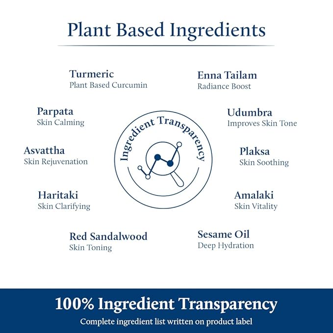 Blue Nectar Turmeric Facial Oil for Even Skin | Plant Based Skin Glow | Tan Removal Face Serum for Women & Men (16 Herbs,1 Fl Oz)