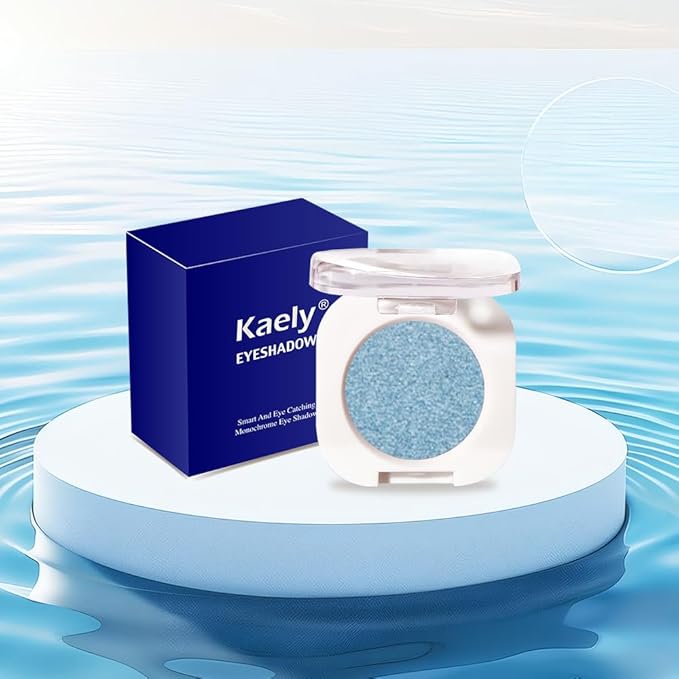 Sky Blue Metallic Eyeshadow Palette for Women, Single Monochrome Eye Shadow Makeup, Shiny Pressed Powder, Blendable Natural sombras para ojos, Holographic,Vegan,Travel -32