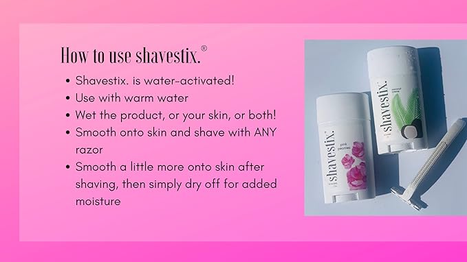 Shavestix Travel Size Shave Stick 2.75 Oz | Pink Peonies Scented Shaving Stick Gel Bar | Hair Removal Shaving Cream for Women | Avert Razor Bumps, Burn
