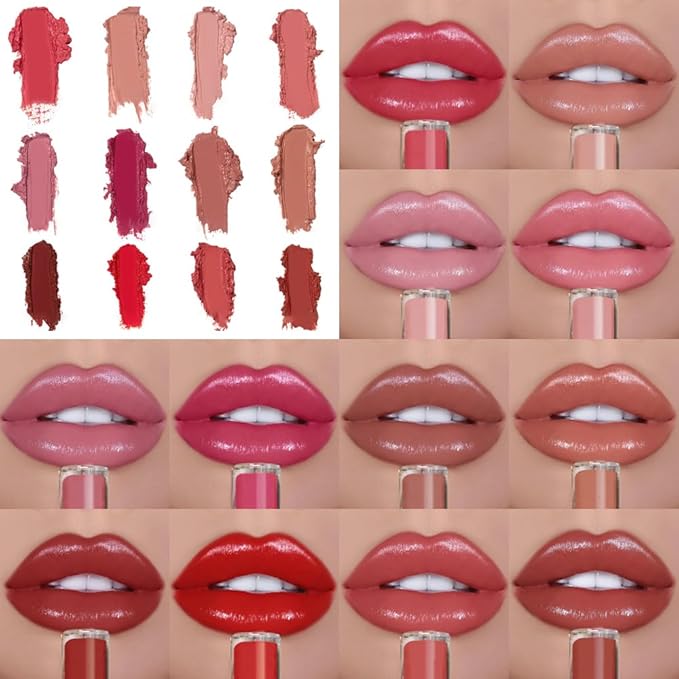 12 Color Cream Lip Gloss, 2025 New Cream Texture Lipstick Non-Stick Lip Gloss, Long Lasting Lipstick Hydrating Lip Tint Natural Non-Fading Liquid Lip Stick for Women (#02, One Size)