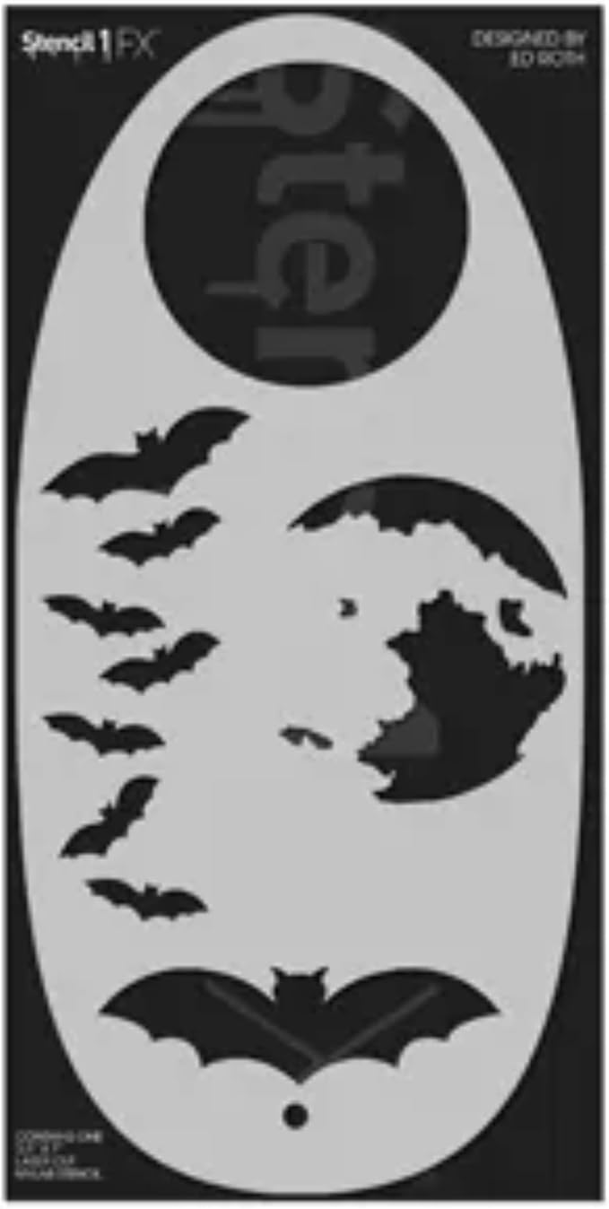 Stencil1FX - Bats and Moon Eye Makeup Stencil - for Costumes, Dress Up, Halloween, Cosplay, Arts, Face Painting