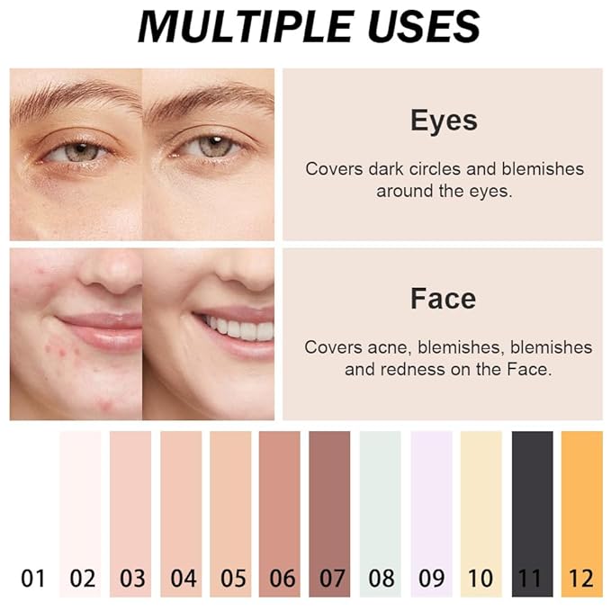 Kaely Pot Concealer Full Coverage, Under Eye Brightener Color Correcting Concealer for Dark Circles, Waterproof Foundation Face Makeup, Eye Ring Corrector de ojeras, 08 Green