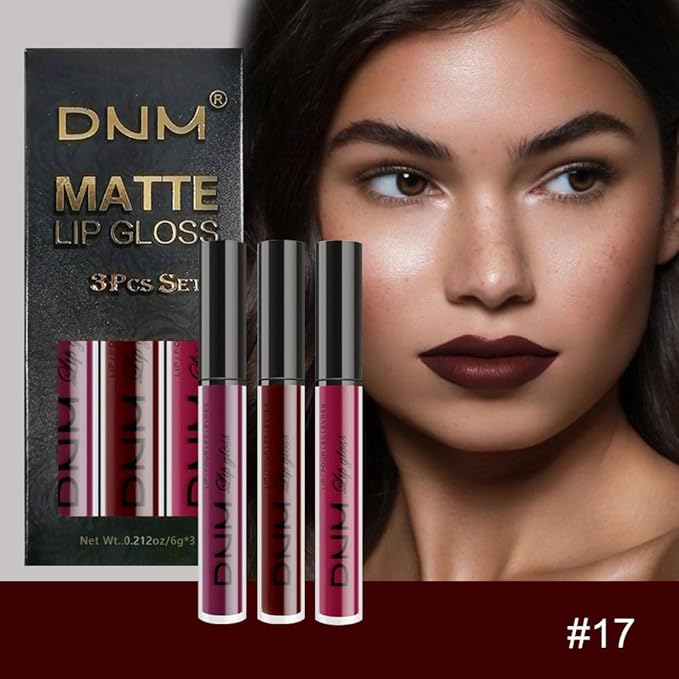 AMY'S DIARY Dark Red Purple Matte Plum Liquid Lipstick 3Pcs Sets,24-hour Lipstick Dark Deep Maroon Purple Brown Plum Red Lip Stain 24 Smudge Waterproof for Women