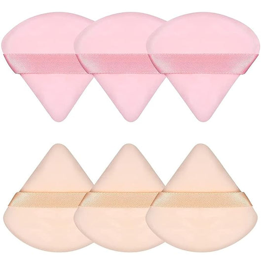 Pimoys 6 Pieces Powder Puff Face Triangle Makeup Sponge Soft Powder Puffs for Loose Powder Beauty Blender Foundation Sponge Setting Powder Puff Makeup Tool, Stocking Stuffers Gift for Women