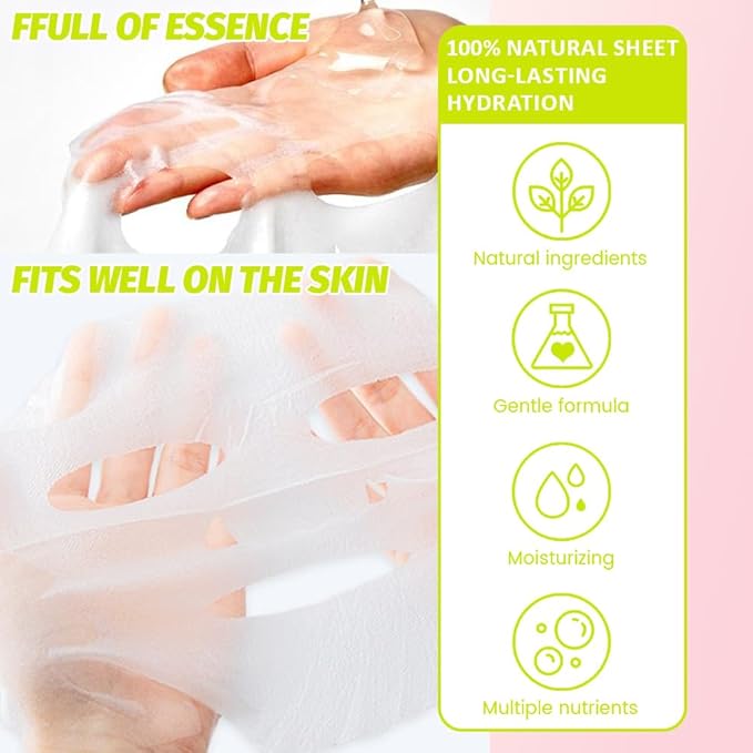 Kaely 12 Pack Avocado Face Masks for Kids, Kids Face Mask Spa Day Kit Supplies, Spa Party Favors for Teens Girls Night, Sheet Facial Mask Skincare Gifts Set, Hydrating Soothe for All Skin Types, 06