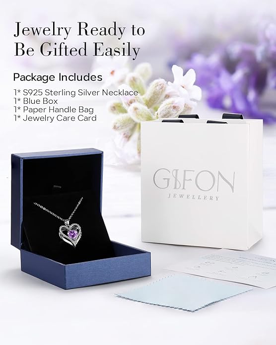 S925 Sterling Silver Necklace for Women, Wife Jewelry Rose Gold, Mom Birthday Valentines Mothers Day Gifts, Girlfriend Necklaces, Daughter Heart Jewel, Anniversary for Her