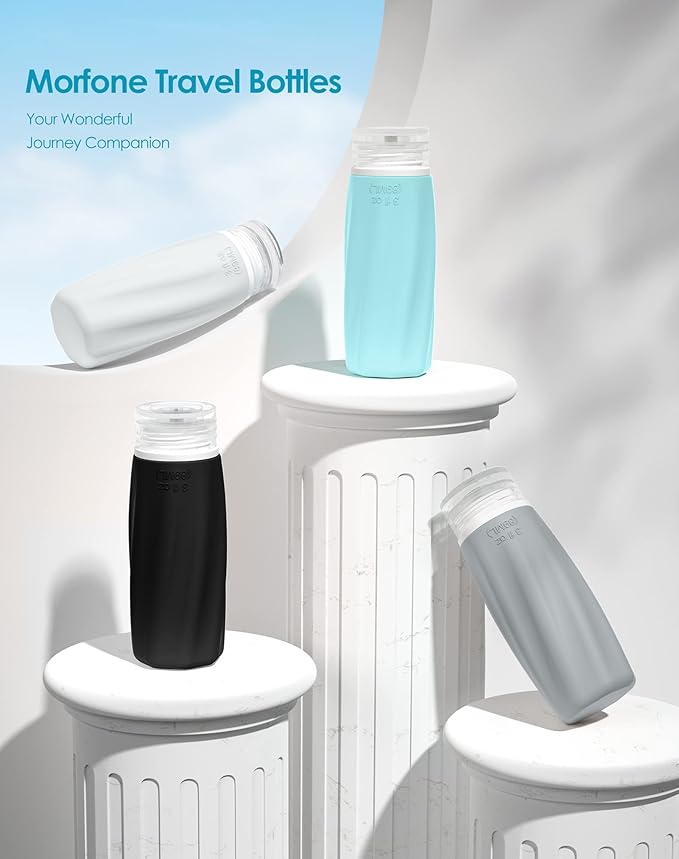 Morfone Travel Bottles Set for Toiletries, TSA Approved Travel Size Containers Leak Proof Refillable Liquid Silicone Squeezable Travel Accessories for Shampoo Conditioner Lotion