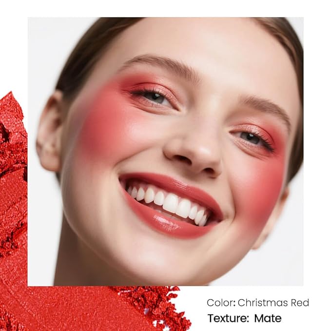 Matte Single Eyeshadow Refill – Christmas Red, High-Pigment, Blendable & Long-Lasting, Pressed Powder with Metal Pan, DIY Magnetic Palette Compatible, Easy to Apply & Remove