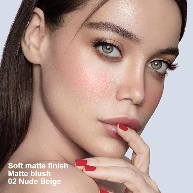 Nude Pink Matte Powder Blush Palette Cheeks Face Makeup, Achieves an Elegant, Natural Finish, Lightweight, Smooth, and Long-Lasting without Smudging, Suitable for All Skin Tones