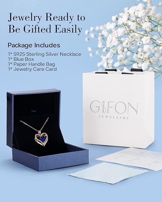 S925 Sterling Silver Necklace for Women, Wife Jewelry Rose Gold, Mom Birthday Valentines Mothers Day Gifts, Girlfriend Necklaces, Daughter Heart Jewel, Anniversary for Her