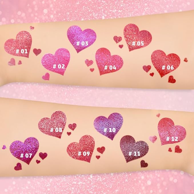 Red Brown Metallic Lipstick for Women,Lightweight Glitter Sparkling Liquid Lipsticks,Shimmer Lip Gloss Stain Long Lasting Waterproof Smudge Proof Non-Drying 24 Hour Full Coverage Lip Makeup,Vegan