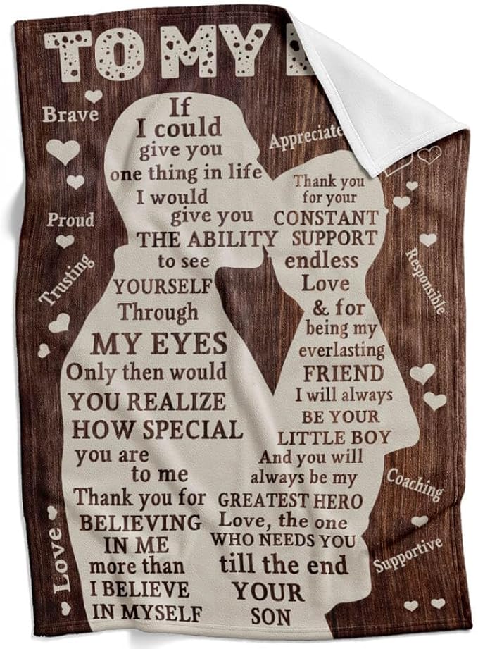 Fathers Day Blanket Gifts for Dad from Son, Best Dad Ever Blankets, Father Throw Blanket, 70" L x 50" W