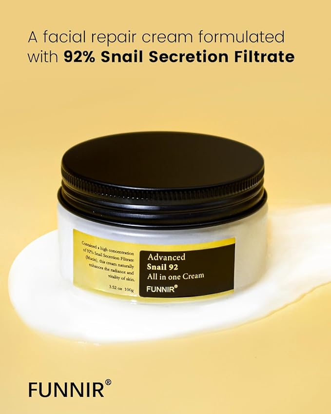 Snail Mucin Moisturizer 92%, Lightweight Moisturing Cream, 100g, Youthful and Radiant Formula, Repair Face Cream for All Skin Types, Skincare Products