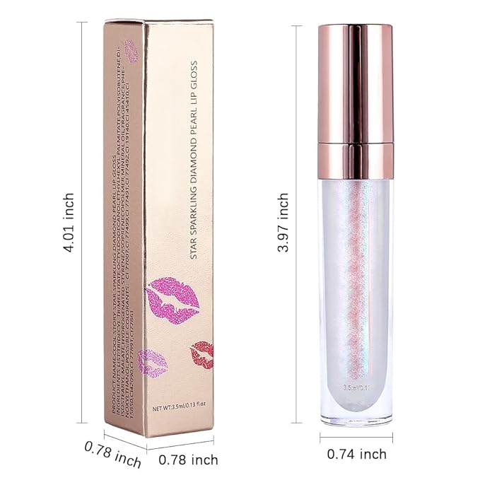 evpct 1Pcs Light Pink Pearlescent Chameleon Shimmer Glitter Lipstick Lip Gloss, Long Lasting Waterproof Glitter Metallic Sparkly Glossy Lip Gloss Tint Liquid Lipsticks Set Lip Stain Makeup for Women
