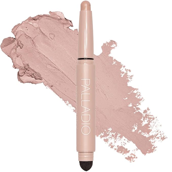 Palladio Waterproof Eyeshadow Stick with Blending Sponge, Long Lasting & Effortless Application, Smudge Free & Crease Proof Formula, Matte & Shimmer Shades, Buildable Eye Shadow (Matte Rose)