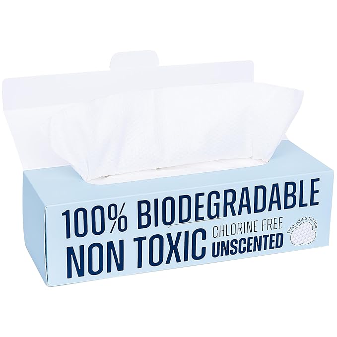 XL Disposable Face Towels, Ultra Soft Makeup Remover Dry Wipes, 100% Biodegradable, Non-Toxic, Facial Towelettes for Washing Face, Thick Towelettes for Sensitive Skin, Unscented, 60 Count
