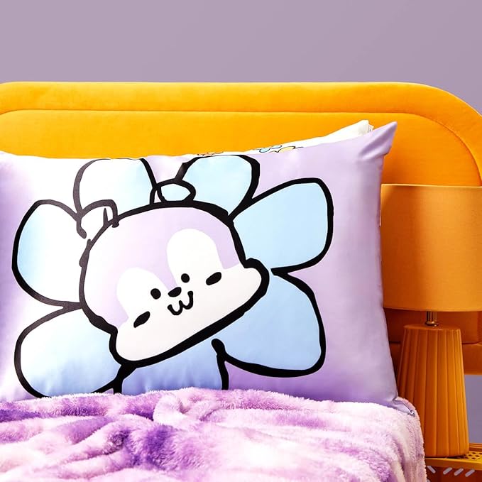 Kitsch x BT21 (Mang) Satin Pillowcase with Zipper for Hair & Skin - Softer Than Silk Pillow Cases, Smooth Cooling Pillow Cover, Wrinkle-Free, Machine Washable, Queen/Standard (19x26)