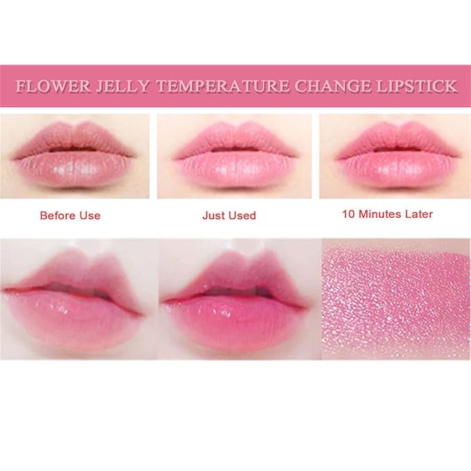 BONNIE CHOICE 6 Pcs Crystal Flower Jelly Lipstick Set, Temperature Change Moisturizer Long Lasting Flower Lip Stick Nutritious Lip Balm Magic Color Change Lip Gloss Makeup