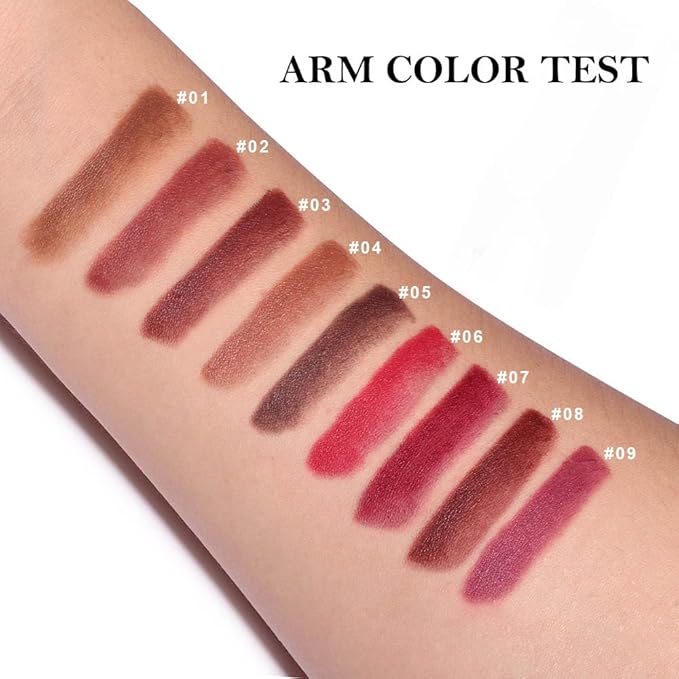 evpct Ruby Red Gradient Matte Lipstick Lip Liner Crayon Combo Pencil Set for Women Long Lasting Waterproof, Sexy Red Matte Cream Lip Liner and Lipstick Combo Makeup Flawless Gradual Ombre Effect, A06
