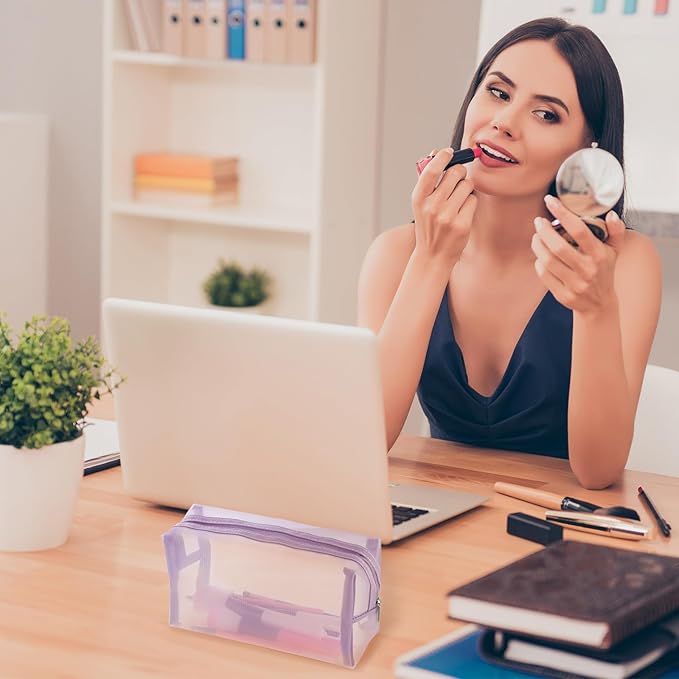 6 Pieces Mesh Makeup Bags Mesh Cosmetic Bag Portable Travel Organizing Zipper Pouch Toiletries Makeup Pouches for Home Office Travel Accessories