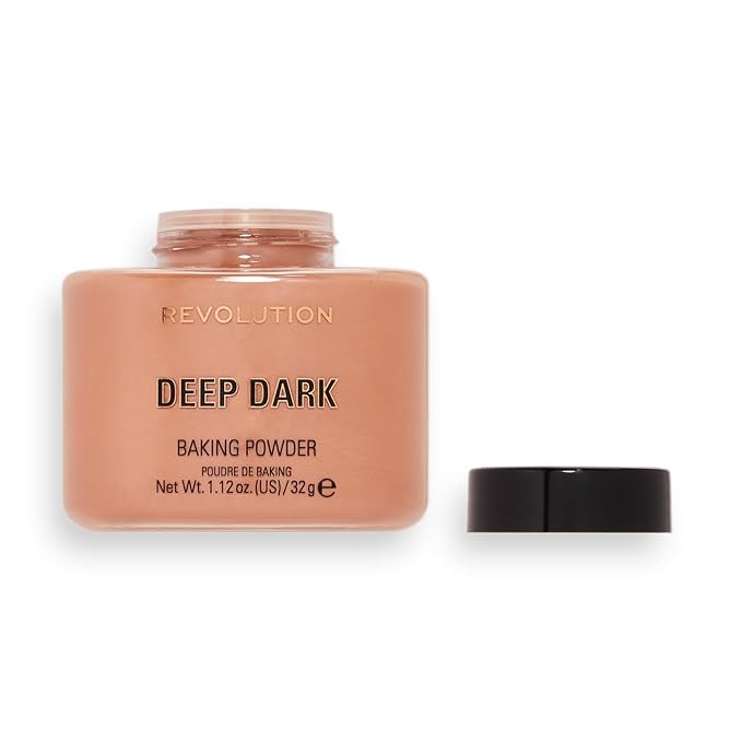 Revolution, Loose Baking Powder, Makeup Setting Powder, Long Lasting Coverage, Mattifies & Reduces Shine, Deep Dark, 1.12 oz