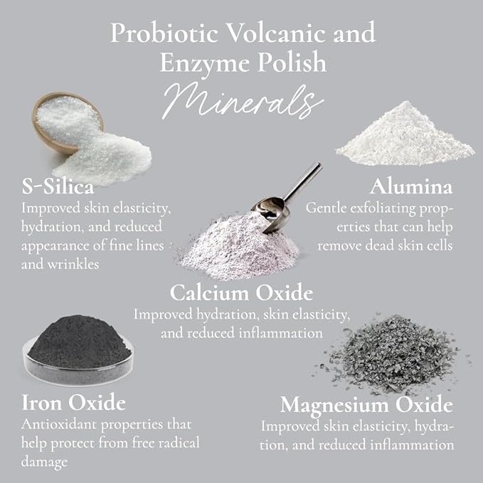 Glowbiotics Volcanic & Enzyme Polish: Probiotic Brightening Facial Scrub with Malic Acid for Luminous Skin, Exfoliator for Face & Neck, Suitable for All Skin Types, 2 Fl Oz