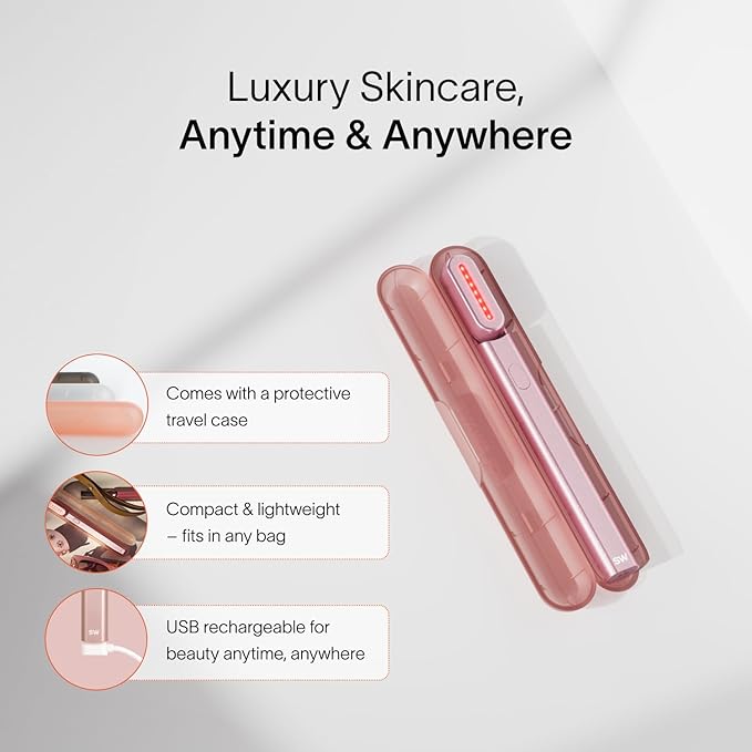 Solawave 4-in-1 Red Light Therapy Wand for Face & Neck | Beauty Device with Galvanic Current, Massager & Warmth | Anti-Aging, Wrinkle Reduction, Skin Tightening, Depuffing & Rejuvenation (Rose Gold)