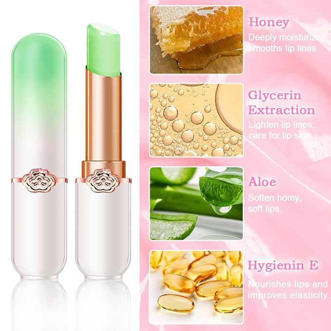 BINGBRUSH Peach Color Changing Lipstick,Lip Stain Long Lasting waterproof color changing lip gloss magic Moisturizer Lip Care Lip Balm Magic Lip Gloss Lip Tint Stain Gloss Set for Women (6Pcs)