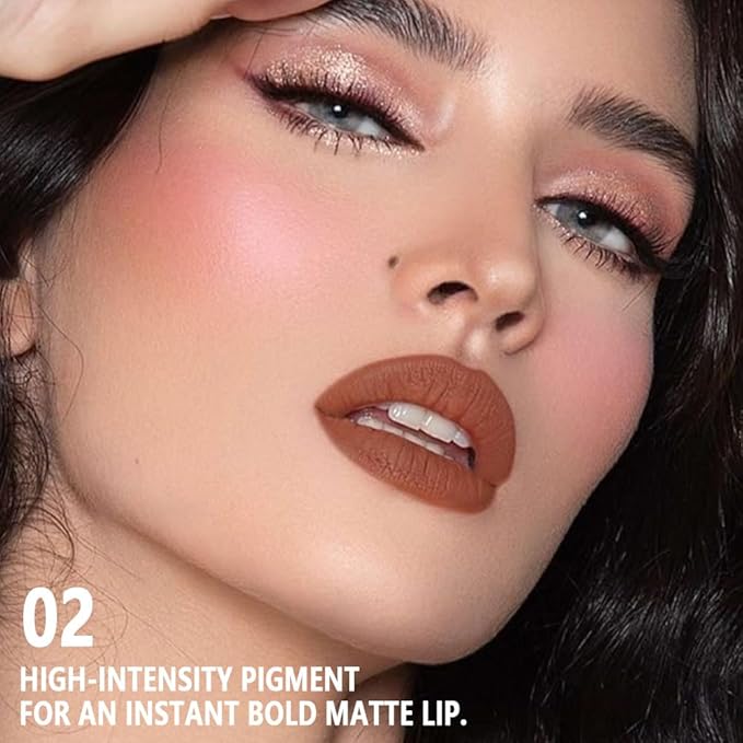 Red Brown Matte Cream Lipstick,Velvet Waterproof Long Lasting Smudge Proof for Women Lip Stick,Magic Lipstick 24 Hours Original Lip Liner Makeup,labiales mate 24 horas originales,Vegan,1 Count