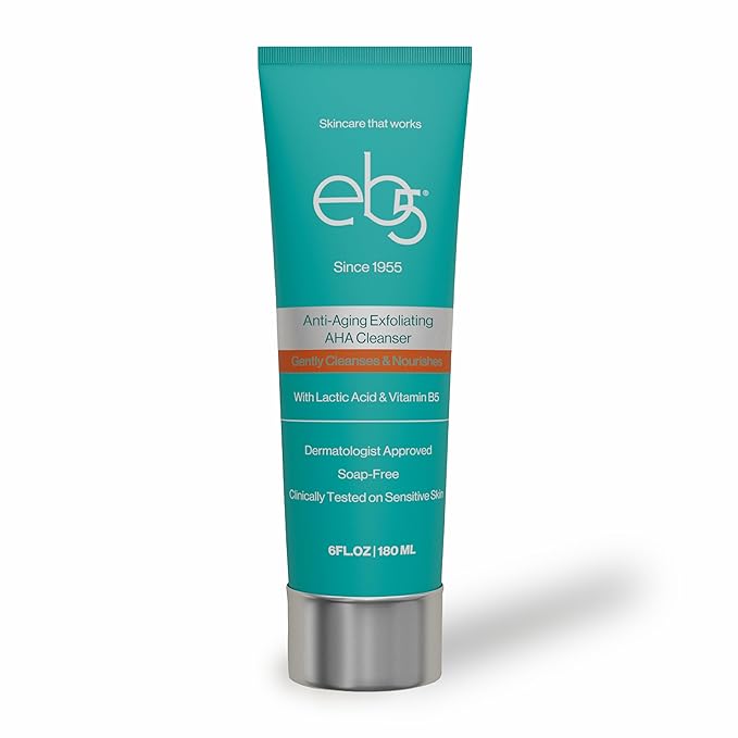 eb5 Exfoliating Aha Cleansing Lotion for Nourishing and Glowing Skin | Moisturizing, Soap-free, Anti-Aging Gentle Cleanser for Men & Women (6 Fl oz)
