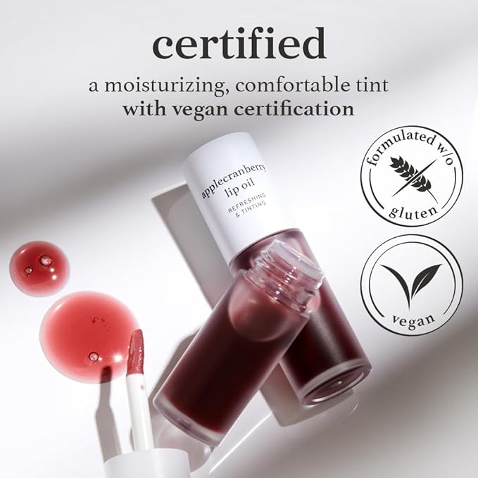 NOONI Korean Lip Oil - Applecranberry | Long-Lasting, Moisturizing, Plumping, Revitalizing for Dry Lips, Waterproof, No Peel Off, Hydrating, Nourishing Crystal Clear, 0.12 FL Oz