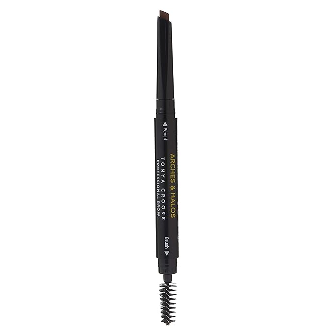 Arches & Halos Angled Brow Shading Pencil - Double Sided Eyebrow Filler and Spoolie - Angled Brush Design for Precise Shaping and Styling - Buildable, Easy Blend Pigment - Auburn - 0.012 oz