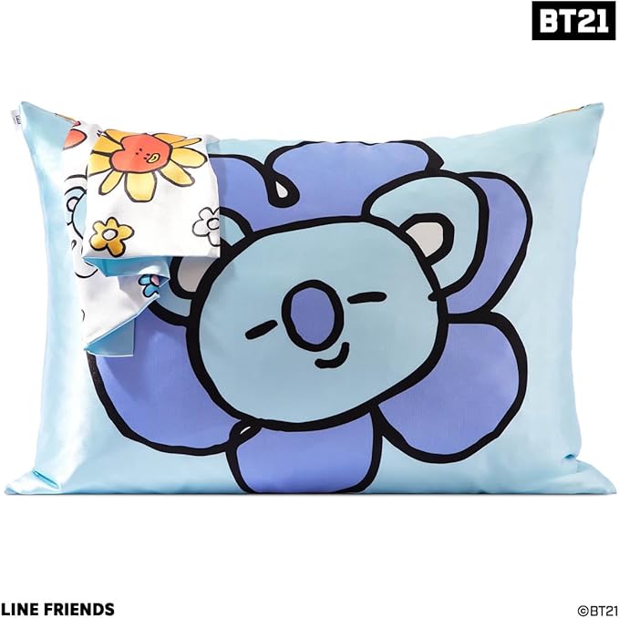 Kitsch x BT21 (Koya) Satin Pillowcase with Zipper for Hair & Skin - Softer Than Silk Pillow Cases, Smooth Cooling Pillow Cover, Wrinkle-Free, Machine Washable, Queen/Standard (19x26)