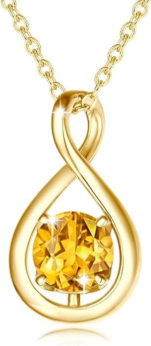 FANCIME Birthstone Necklaces for Women Fine Jewelry Sterling Silver Dainty Infinity Pendant Anniversary Birthday Christmas Gifts for Her Wife Mom Lady Daughter, Chain 16"+2" Extend