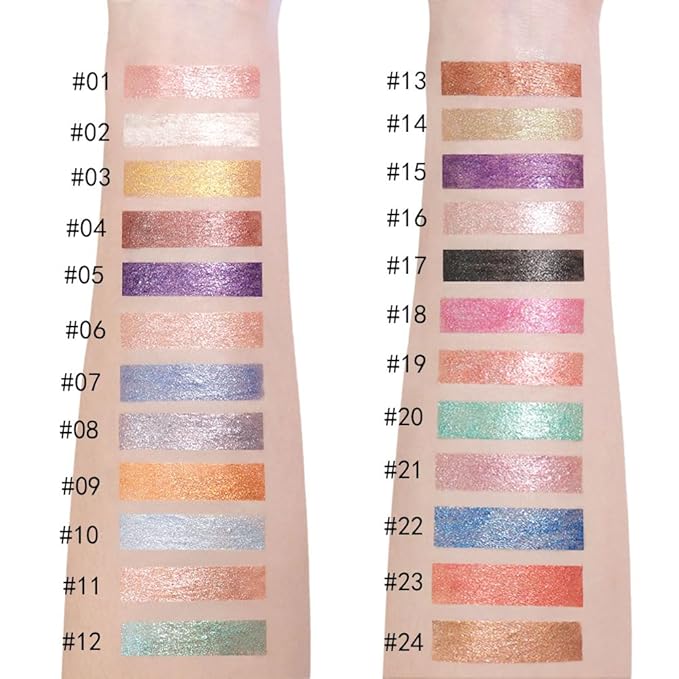 evpct Liquid Shimmery Glitter Eyeshadow Eyeliner, High Pigment Colored Metallic Eyeshadow Stick Eyeliner, Waterproof Long Lasting Sparkle Eye Makeup Set for Women, 17# Clinker