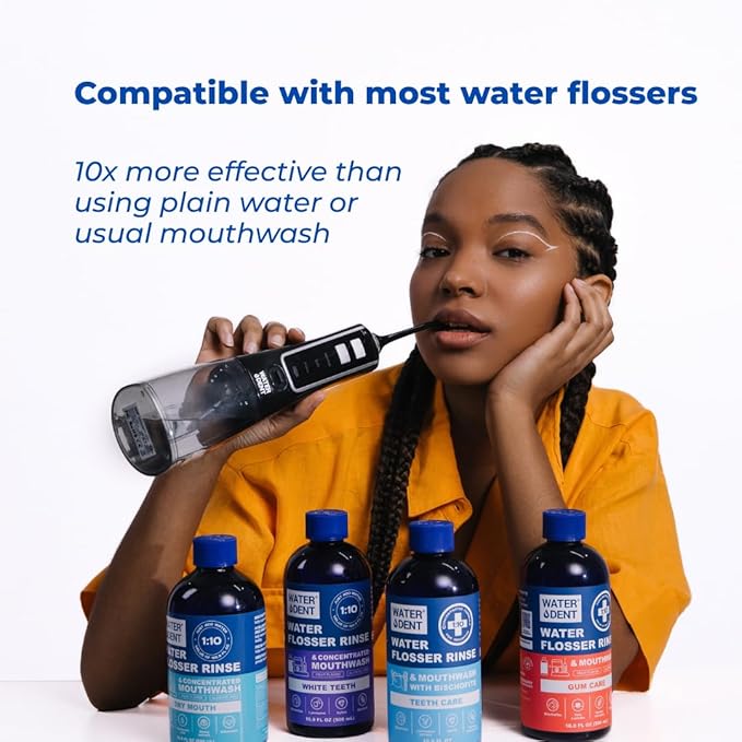 Concentrated Water flosser Rinse & mouthwash Teeth WHITENING | Add to Water Flossers| Fruit Flavor | 1 Pack = 16.9 fl.oz | Peroxide Free. Made in USA