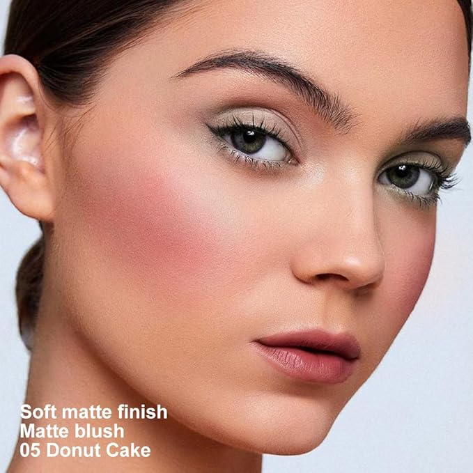 Natural Pink Matte Powder Blush Palette Cheeks Face Makeup, Achieves an Elegant, Natural Finish, Lightweight, Smooth, and Long-Lasting without Smudging, Suitable for All Skin Tones
