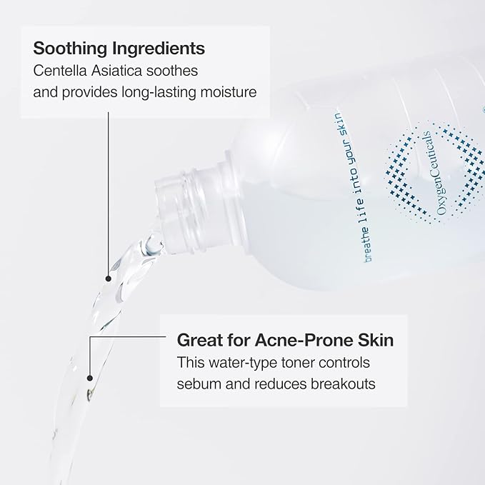 OxygenCeuticals Skin Balancing Toner – Hydrating & pH Balancing Facial Toner with Centella, Lavender & Freesia Extracts, Improves Skin Texture for Oily & Combination Skin. 33.8 fl.oz (1000ml)