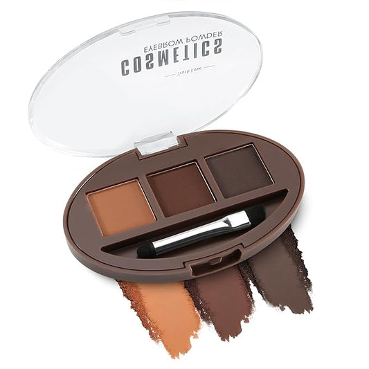 Boobeen 3 Color Eyebrow Powder Palette, Waterproof Eyebrow Makeup, Brow Definer to Shape Perfect Brow，Professional Brow Filler Powder with Brush