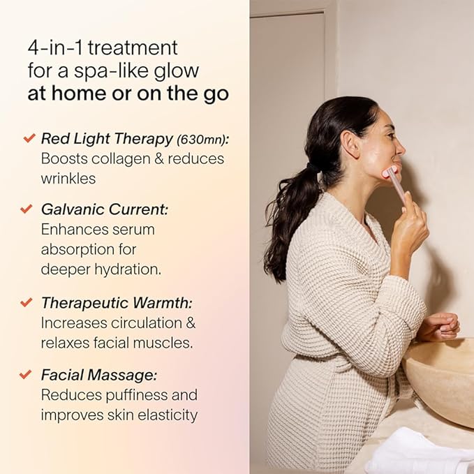 Solawave 4-in-1 Red Light Therapy Wand for Face & Neck | Beauty Device with Galvanic Current, Massager & Warmth | Anti-Aging, Wrinkle Reduction, Skin Tightening, Depuffing & Rejuvenation (Matte Black)