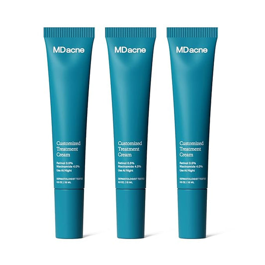 MDacne Retinol 0.5% and Niacinamide 4% Cream (3-pack), Reduces Blemishes and Improves Skin Texture without Irritation