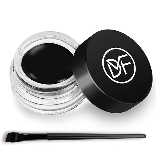Eyeliner Gel Set,Long Lasting Waterproof High-Intensity Pigments Smudge-Proof Eye liner Makeup With 5.51 IN Long Eyeliner Brush Water-Resistant Creamy Gel 5G-Black