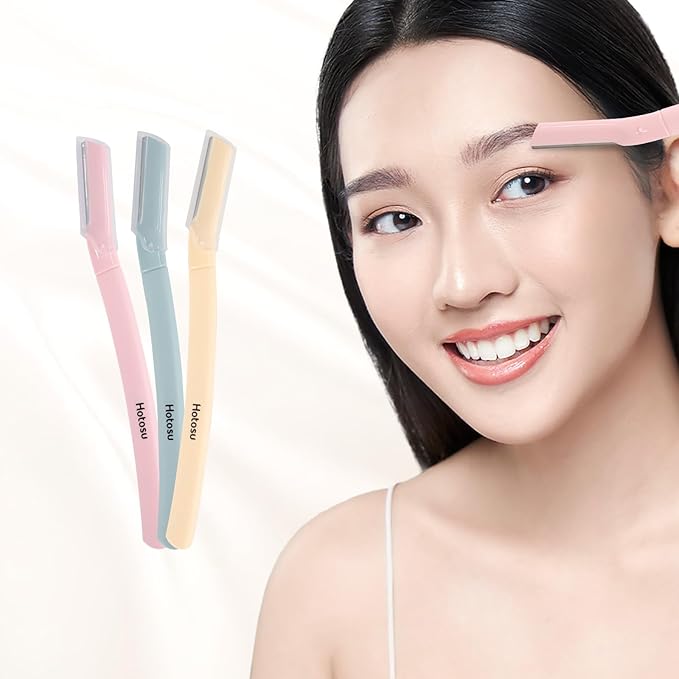 Facial Razor and Eyebrow Razor for Women – Dermaplane Razor, Face Dermaplaning Tool, Eyebrow Shaper for Women, Ideal Disposable Face Razors for Peach Fuzz - 3pcs