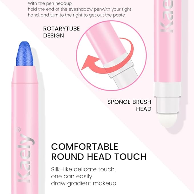 evpct 2Pcs Cream Eye Shadow Brightener Sticks Set for Eyes Waterproof, Sky Blue & Royal Blue Shimmer Cream Eyeshadow Applicator Stick Long Lasting Pigmented Eye Makeup sombras en crema para ojos 10+13